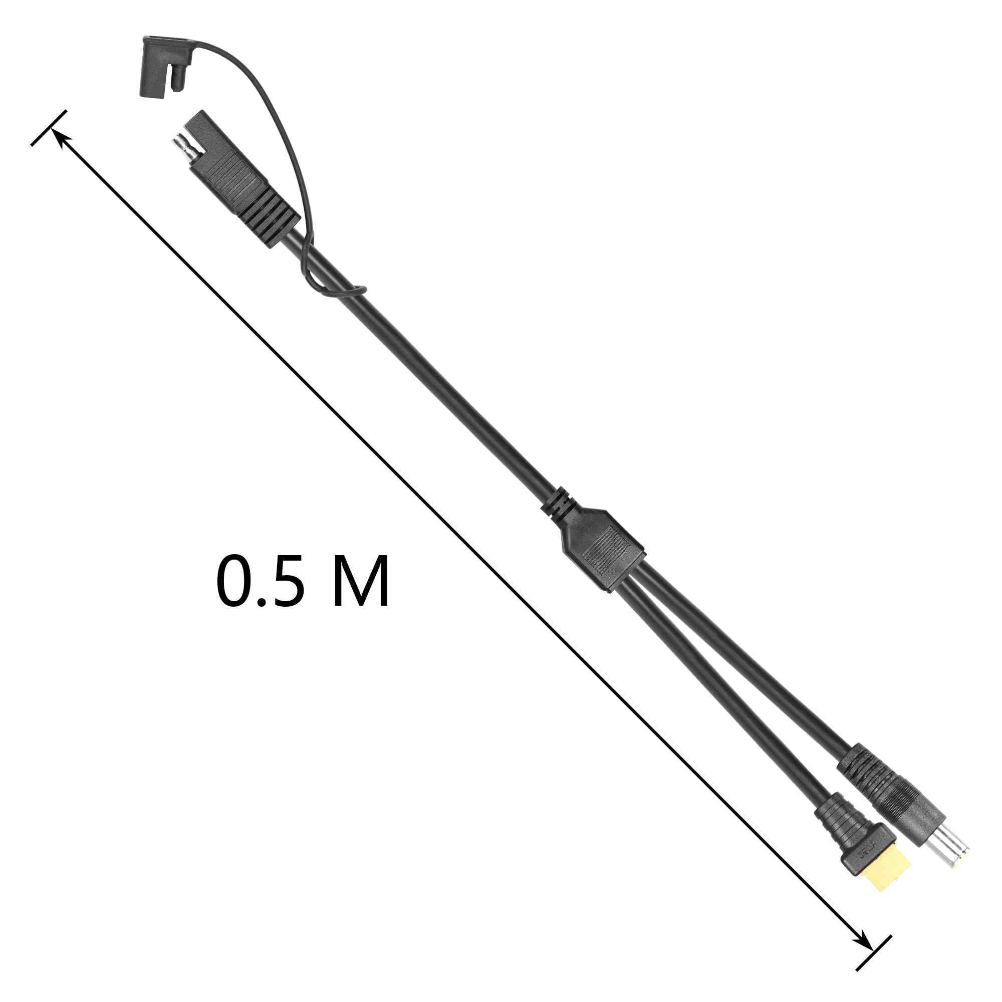 CERRXIAN 0.5m SAE to DC 7909 & XT60 Extension Cable,14 AWG SAE to XT60 Female + DC 8mm Solar Panel Connector Conversion Cable for Battery RV Portable Power Station Solar Generator