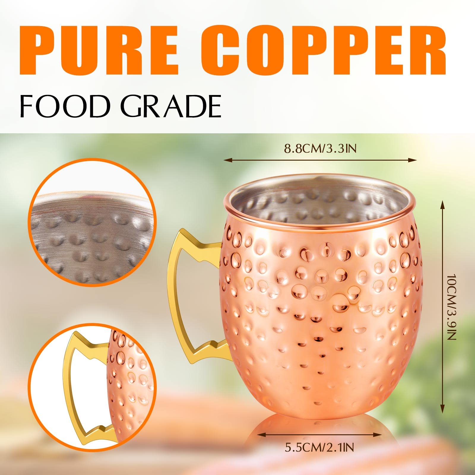 Tessco Moscow Mule Bulk Mule Mug Mule Cups Copper Mugs 19 oz Hammered Copper Cups Kitchen Stainless Steel for Chilled Drinks Coffee Wine Wedding(Rose Gold, 30 Pcs)