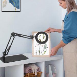 Toolour 5X&10X Magnifying Glass Light with Stand Table Clamp Lighted Magnifier Lamp for Close Work, Crafting, Model, Sewing, Jewelry, Soldering, Reading, HD Magnification for Details & Helping Hand