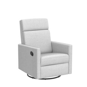 Merax Gray Modern Upholstered Manual Swivel Recliner Chair w/Headsupport Adjustable Nursery Glider Rocker for Living Room, Bedroom, Set of 1