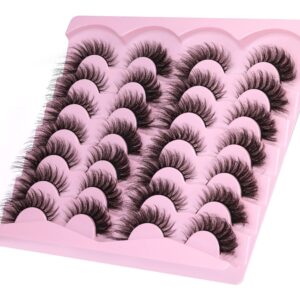 Fox Eye Lashes Fluffy Wispy Volume Eyelashes Natural Look D Curly Cat Eye Lash Extension 20MM Fake Eyelashes Pack 14 Pairs by Lanflower