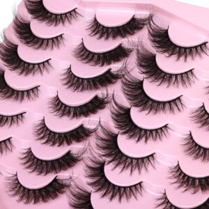 Fox Eye Lashes Fluffy Wispy Volume Eyelashes Natural Look D Curly Cat Eye Lash Extension 20MM Fake Eyelashes Pack 14 Pairs by Lanflower