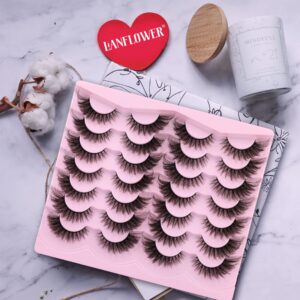 Fox Eye Lashes Fluffy Wispy Volume Eyelashes Natural Look D Curly Cat Eye Lash Extension 20MM Fake Eyelashes Pack 14 Pairs by Lanflower