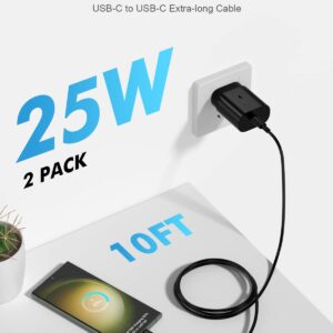 25W Fast Charge Type C Samsung Super Fast Charging 2 Pack with 10FT USB C Cable Charger for Samsung Galaxy S23 Ultra Charger S23/S23+/S22 Ultra/S22+/S22/S21/S20/Z Fold 4,3/Z Flip 4,3 S10/S9/S8