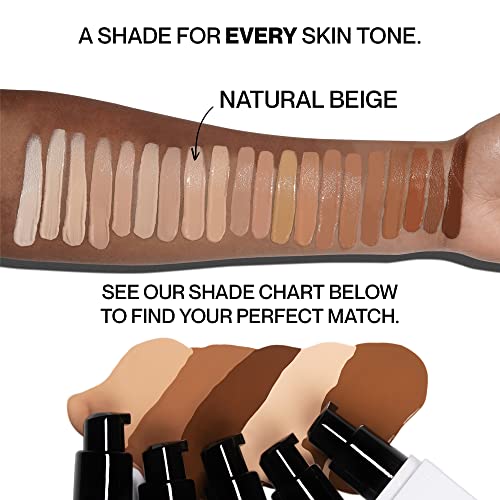 HIDE PREMIUM Liquid Foundation, SEE SHADE FINDER Below For Perfect Match, Multi-Use Waterproof Foundation, Medium/Full Coverage Foundation, Oil Free – We Have a Shade For All Skin Types, 1 fl. Oz. (Natural Beige)