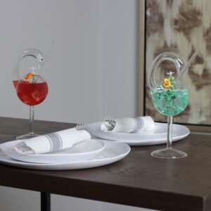 G Francis Swan Shaped Cocktail Glasses - 2pk 6oz Fun Cocktail Glasses Swan Bird Drinking Glass Set for Wine Mixed Drinks and More