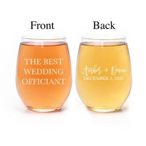 The Best Wedding Officiant, Pastor Wine Glass Gift, Personalized Thank You, Celebrant