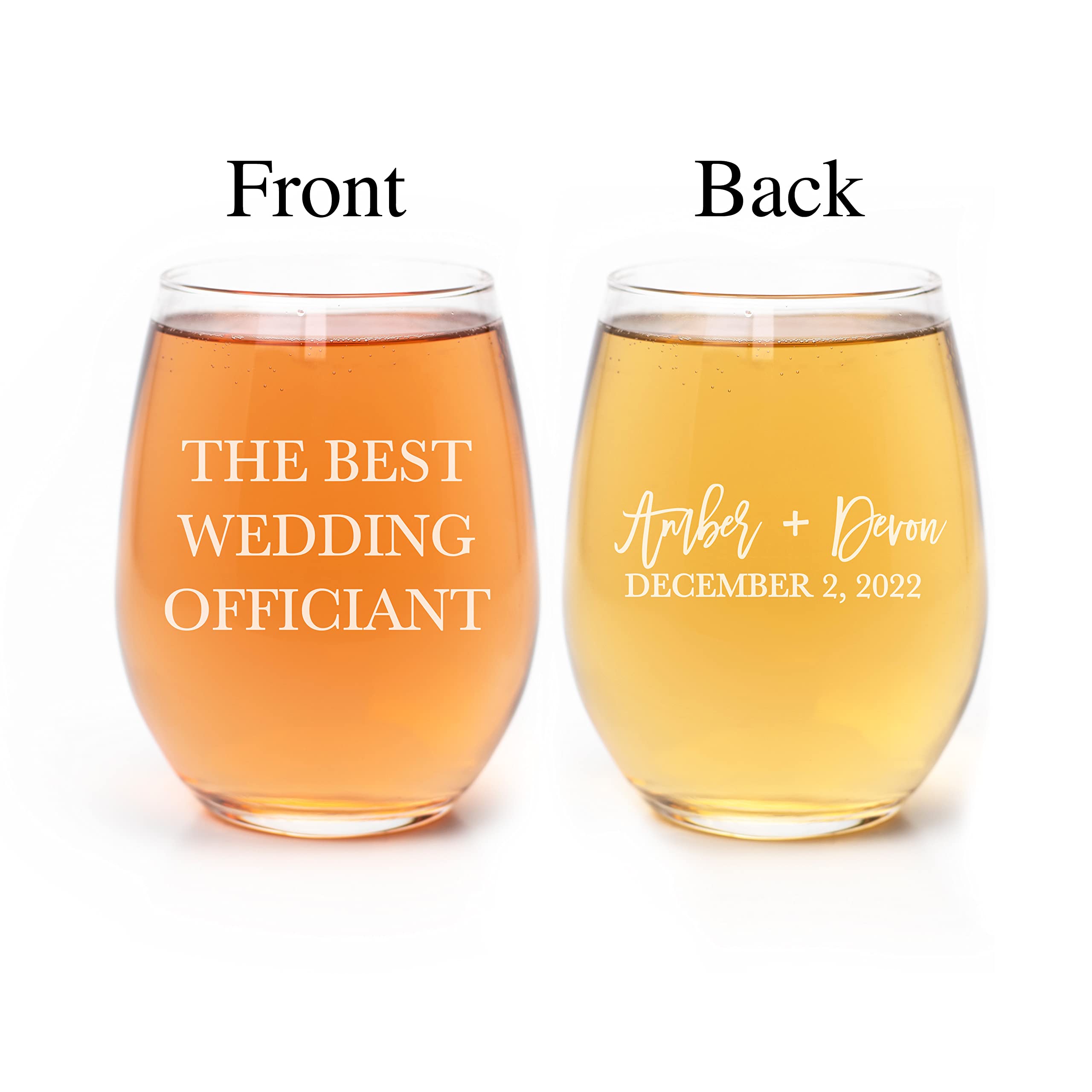 The Best Wedding Officiant, Pastor Wine Glass Gift, Personalized Thank You, Celebrant