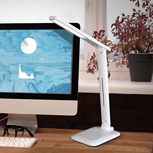 OttLite Slimline LED Desk Lamp – Touch Activated Controls, 3 Brightness Settings, ClearSun LED, Modern Design for Work, Office, or Dorm