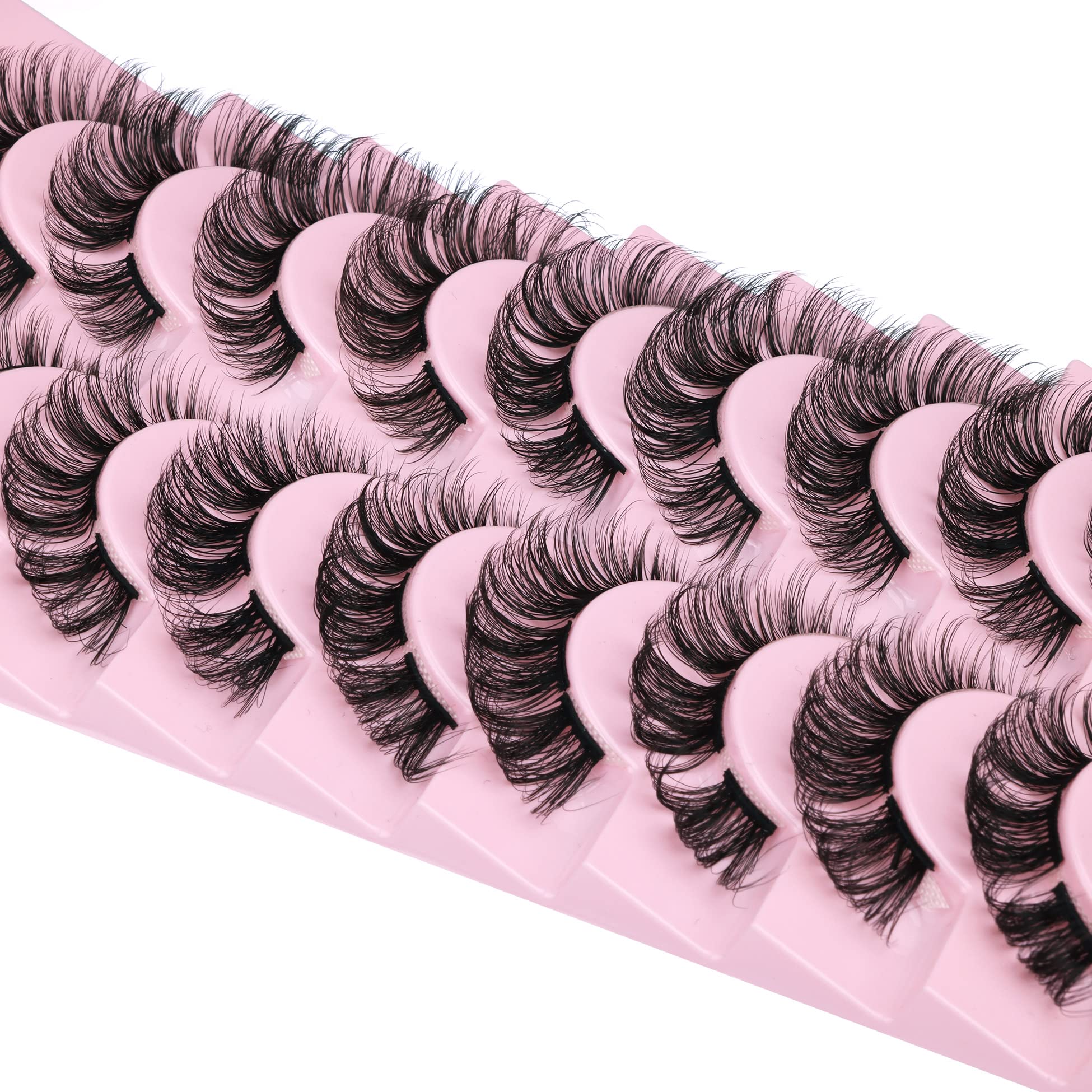 wiwoseo Cluster Lashes Extension Strip Eyelashes Individual Cat Eye Lashes Thick Volume DIY Lashes that Look like Extension Natural Fluffy Faux Mink Lashes 16MM Pestañas Postizas 10 Pairs Pack