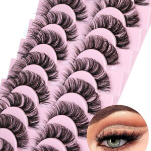 wiwoseo Cluster Lashes Extension Strip Eyelashes Individual Cat Eye Lashes Thick Volume DIY Lashes that Look like Extension Natural Fluffy Faux Mink Lashes 16MM Pestañas Postizas 10 Pairs Pack