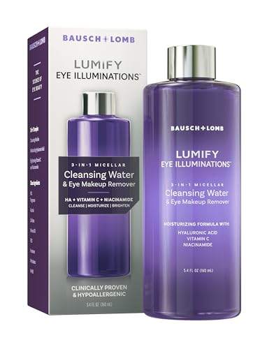 LUMIFY Eye Illuminations Cleansing Water & Eye Makeup Remover, 3-in-1 Micellar Water Contains Hyaluronic Acid, Vitamin C & Niacinamide, Clinically Proven & Hypoallergenic, 160mL