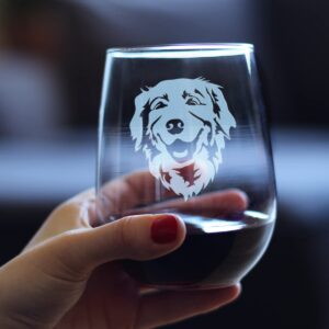 Happy Golden Retriever Stemless Wine Glass - Cute Gifts for Dog Lovers with Golden Retrievers - 17 Oz Large Glasses