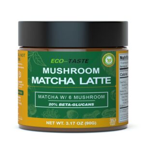 matcha latte powder, mushroom extract with ceremonial grade matcha mix, 3.17oz