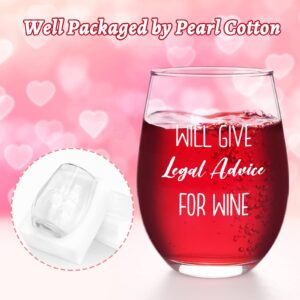 Modwnfy Lawyer Gifts for Women, Will Give Legal Advice for Wine Stemless Wine Glass, Gifts for Lawyers Law Student Attorney Paralegal Judge Law Graduate Prosecutor, 17 Oz Law School Graduation Gifts