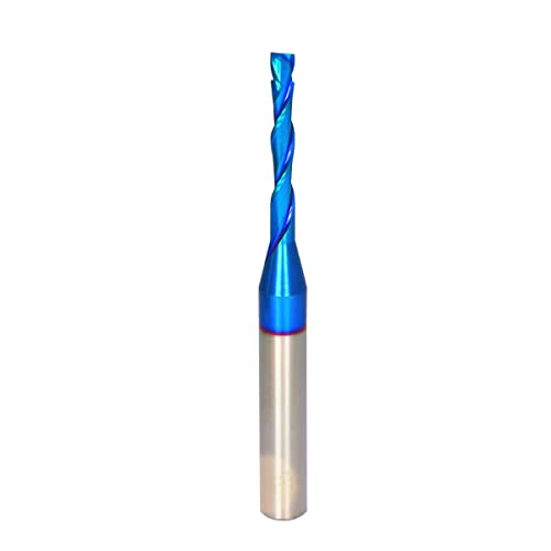 Ruhi Spiral Router Bits Up Down Compression Bit 1/8 inch Cutting Diameter, 1/4 inch Shank Solid Carbide CNC End Mill with Nano Blue Coating for Wood Carving C2184…