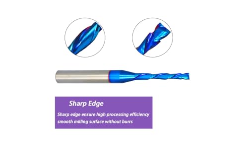 Ruhi Spiral Router Bits Up Down Compression Bit 1/8 inch Cutting Diameter, 1/4 inch Shank Solid Carbide CNC End Mill with Nano Blue Coating for Wood Carving C2184…