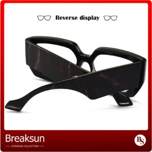 Breaksun Thick Frame Blue Light Glasses for Women Men Fashion Oversized Square Computer Gaming Eyeglasses (Black- Patterned leg)