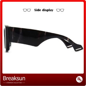 Breaksun Thick Frame Blue Light Glasses for Women Men Fashion Oversized Square Computer Gaming Eyeglasses (Black- Patterned leg)