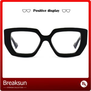 Breaksun Thick Frame Blue Light Glasses for Women Men Fashion Oversized Square Computer Gaming Eyeglasses (Black- Patterned leg)