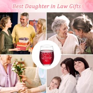 Modwnfy Mothers Day Gifts, Daughter in Law Gifts for Christmas Mothers Day Birthday Wedding from Mother in Law, Only Thing Better Than Having You As My Daughter in Law Stemless Wine Glass, 17 Oz