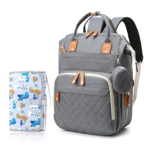 wchosozh diaper bag backpack, large diaper bag with portable changing pad, travel baby bag with stroller straps for mom & dad (grey)