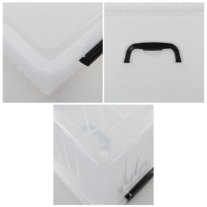 Wekioger 4 Pack 12 Quart Latching Storage Box with Handle, Clear Lidded Tote Bin