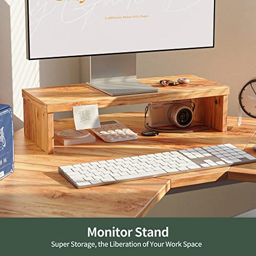 FEZIBO Corner Standing Desk, 48 Inches L Shaped Standing Desk, Electric Stand Up Corner Desk, Home Office Sit Stand Desk with Rustic Top and Black Frame