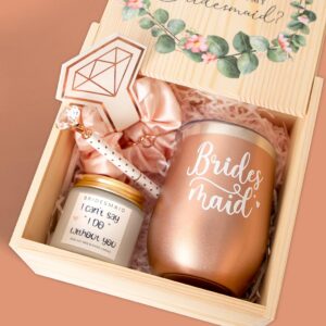 Bridesmaid Proposal Gifts, Bridesmaid Proposal Box, Will You Be My Bridesmaid Gift Wooden Box, Bachelorette Party Gifts, 12 oz Stainless Steel Wine Tumbler Cup, Bride Tribe, Engagement Wedding Gifts