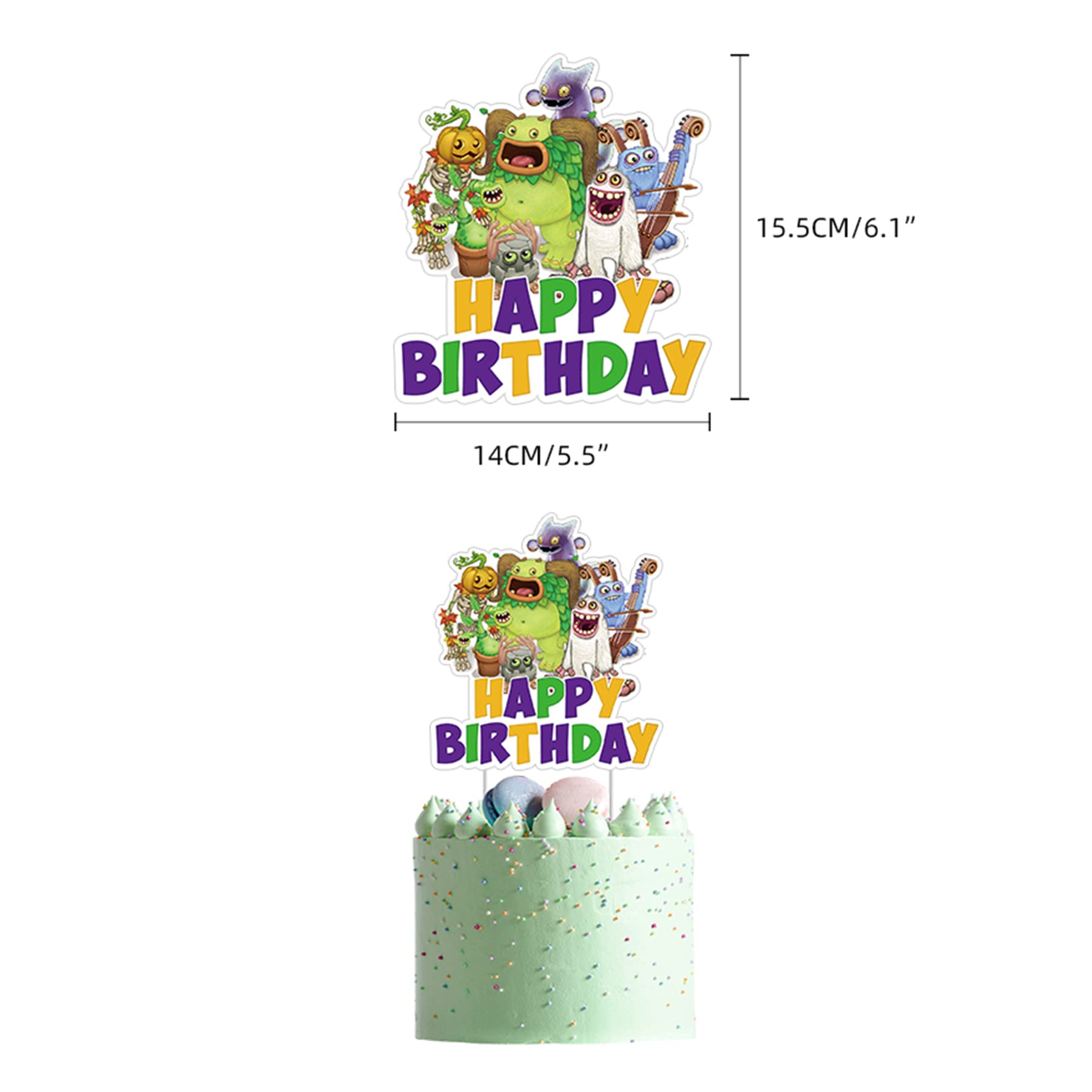 Monsters Birthday Party Decoration Singing Party Supplies Include HAPPY BIRTHDAY Banner Balloons Cake Topper Cupcake Toppers Monsters Party Decoration