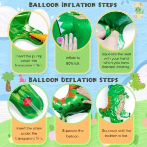9 Giant 3D Dinosaur Balloons (20-35in), Dino Balloons for Birthday Party Decorations - Self-Standing, Cute, and Colorful Aluminium Foil Balloons for Kids and Adults