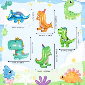 9 Giant 3D Dinosaur Balloons (20-35in), Dino Balloons for Birthday Party Decorations - Self-Standing, Cute, and Colorful Aluminium Foil Balloons for Kids and Adults