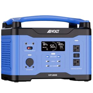 aivolt portable power station 800w/892wh solar powered generator, 3 ac outlets, 2 usb-c ports, 2 fast charge ports, wireless charging, solar generator for outdoor camping hiking, indoor backup