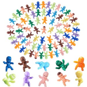 shaoqinlin mini plastic babies, 100 pcs mini baby 1 inch small king cake babies bulk plastic baby ice cube baby shower games tiny party decorations (10 colors)