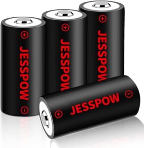 jesspow cr123a lithium batteries, cr123a rechargeable batteries 3.7v for arlo cameras vmc3030 vmk3200 vms3330 3430 3530 and flashlight polaroid microphone - 4 pack