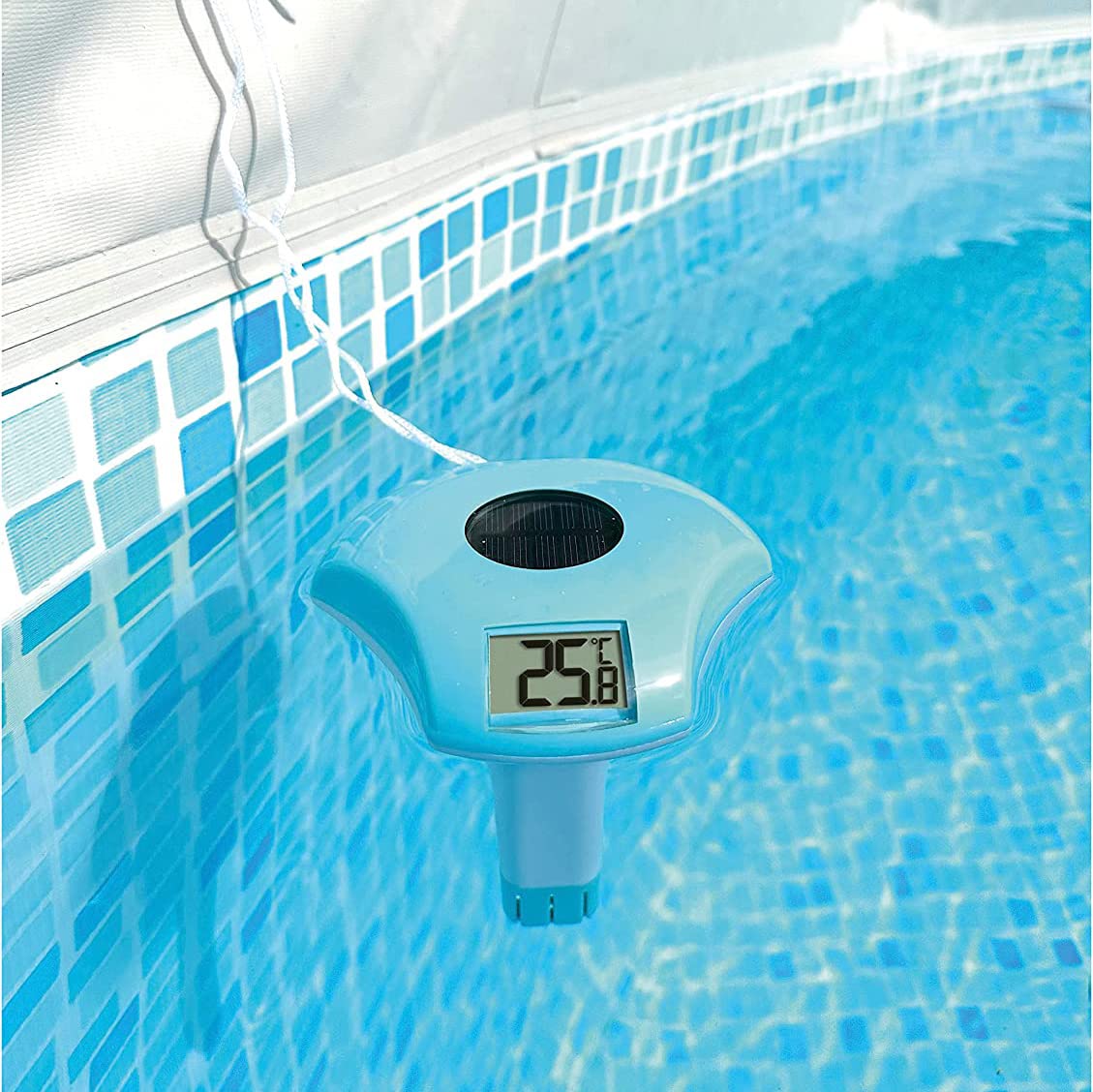 RINMEE Solar Digital Pool Thermometer Floating, Large Easy-to-Read Screen Display and Bold Numbers, High Accuracy and Wide Measuring Range for Swimming Pool, Spa, Hot Tub, Ice Bath, Fish Pond