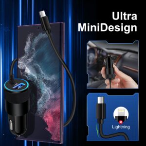 Type C Fast Car Charger for Samsung Galaxy A55/A54/A15/A14/5G/A35/A13/S24/S23 Ultra/S23/S22 Ultra/S22/S21 FE/S20/S10/S9/Plus/A53 5G,3.4A Fast Charging Android Phone Car Charger Adapter 3FT USB C Cable