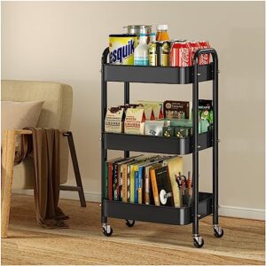 versatile 3-tier metal rolling utility cart - perfect for organizing any room in your home - lockable wheels - anti-drop & rust-resistant design,