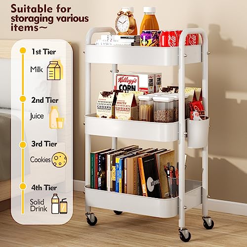 Versatile 3-Tier Metal Rolling Utility Cart - Perfect for Organizing Any Room in Your Home - Lockable Wheels - Anti-Drop & Rust-Resistant Design,