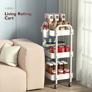 Versatile 3-Tier Metal Rolling Utility Cart - Perfect for Organizing Any Room in Your Home - Lockable Wheels - Anti-Drop & Rust-Resistant Design,