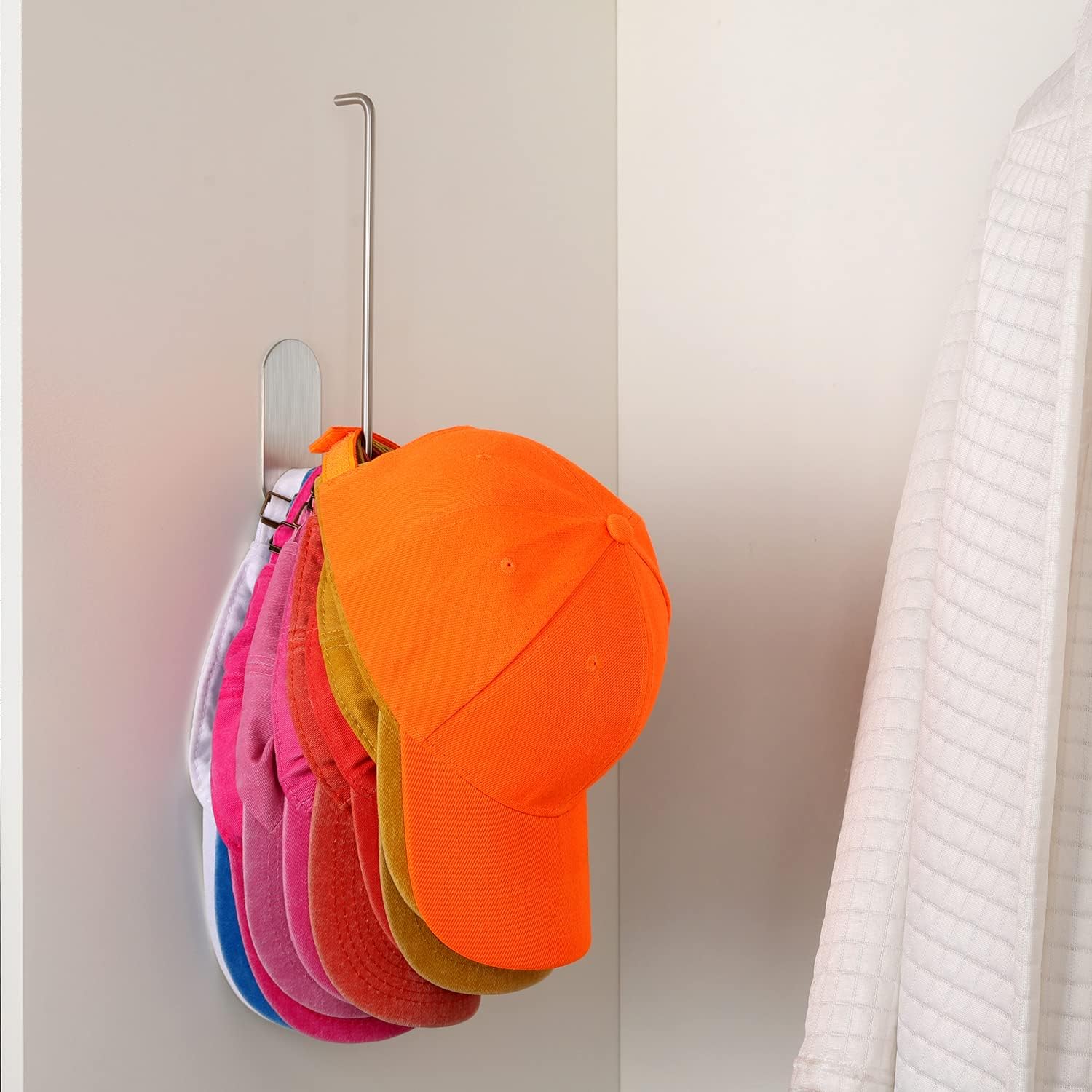 Daoun Hat Rack for Baseball Caps - 2 Pieces Adhesive Hat Organizer Wall Mount, Strong Hat Storage Organizer for Baseball Cap No Drilling Hat Holder for Door, Closet and Wall