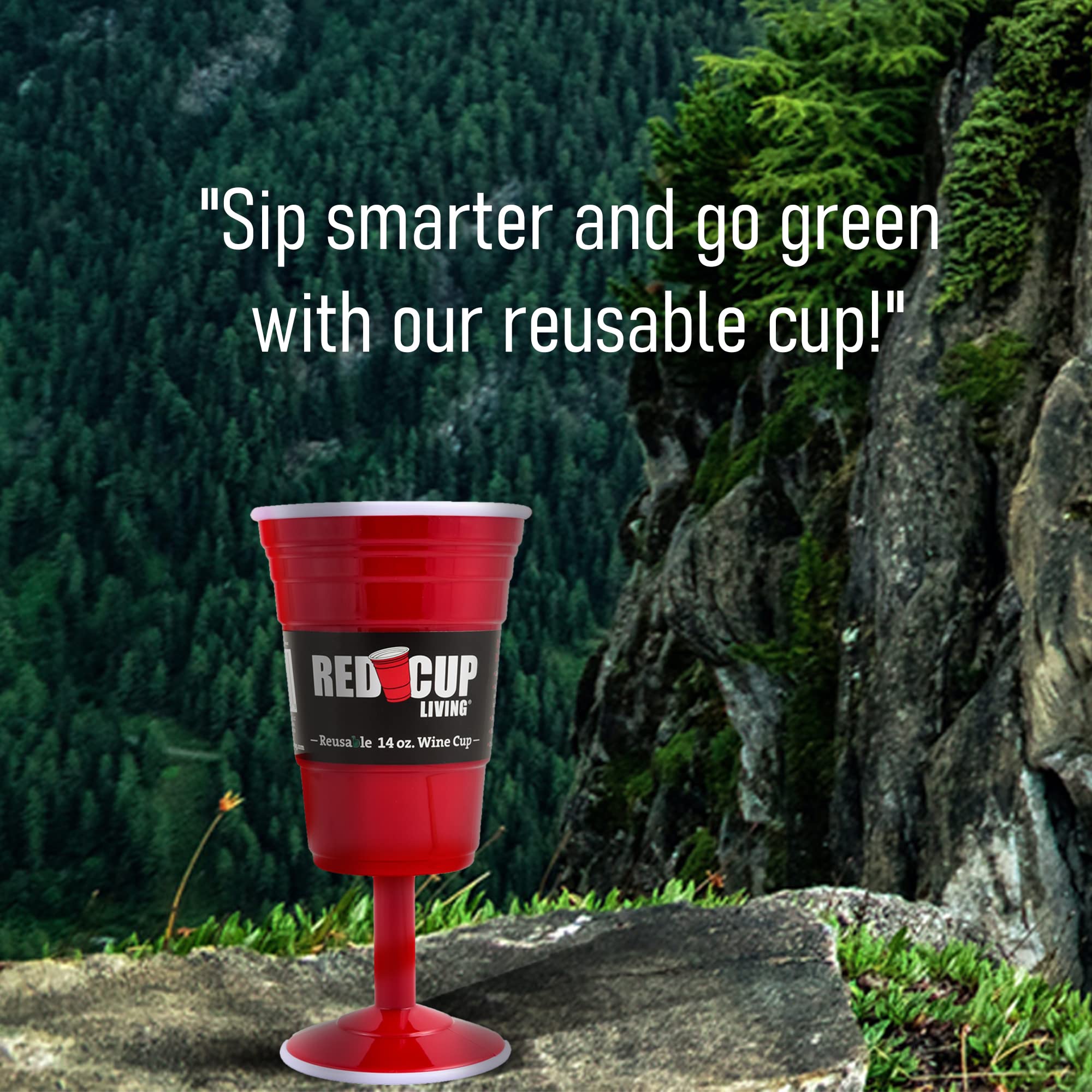 Red Cup Living 12 Oz & 14 Oz Cocktail Glass & Wine Glass | Reusable Drinking Supplies for Birthday Party, Camping, Travel Outdoors | Durable & Unbreakable | BPA Free | Easy to Carry