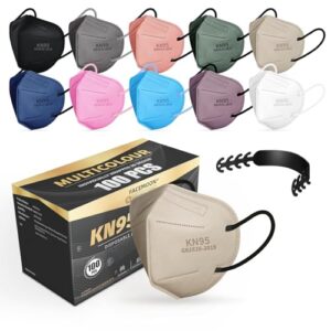 kn95 face masks adults disposable - 100 pack kn95 masks protective comfortable kn95 masks 5-layer kn95 breathable safety face masks & 5 adjustable mask holder kn95 masks 10 colors