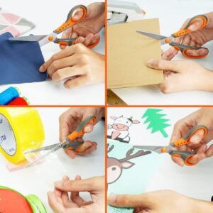 Oiijiok Scissors, Multi-Purpose Office Scissors, Comfortable Grip Household Scissors, Sturdy Sharp Craft Supplies in a Pack of 4 for Office, Home, School, Scissors for High School Teachers