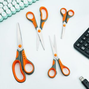 Oiijiok Scissors, Multi-Purpose Office Scissors, Comfortable Grip Household Scissors, Sturdy Sharp Craft Supplies in a Pack of 4 for Office, Home, School, Scissors for High School Teachers