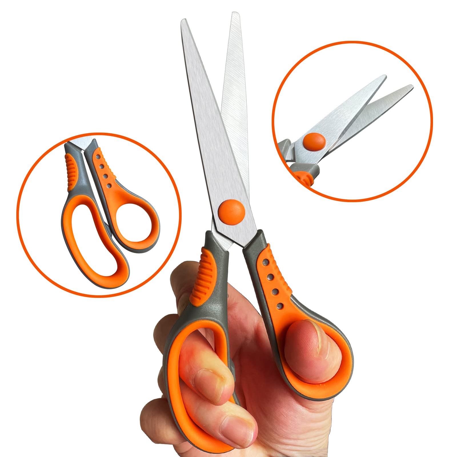 Oiijiok Scissors, Multi-Purpose Office Scissors, Comfortable Grip Household Scissors, Sturdy Sharp Craft Supplies in a Pack of 4 for Office, Home, School, Scissors for High School Teachers