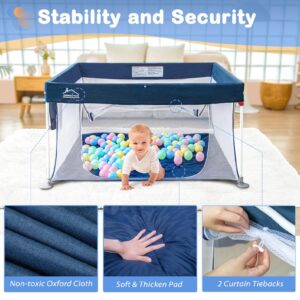 Uamector Foldable Playpen, Baby Playpen for Indoor Outdoor Large Baby Gate Playpen, 51 * 51 Inch Safety Oxford Cloth Folding Baby Fence Kids Play Pen with Anti-Slip Base