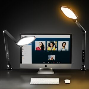 litones zoom lighting for computer video conference light, 15w webcam light with clamp for zoom meeting laptop video calls, desk ring light for video recording podcast live streaming