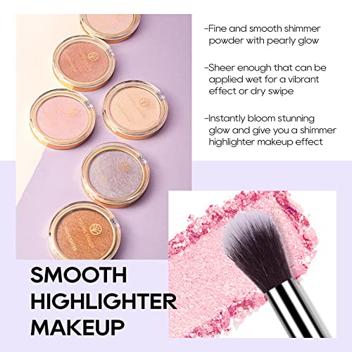 FREEORR Baked Highlighter Powder Palette, Makeup Highlighter Powder Palette Sheer Shimmering Finish Face Highlighters Makeup Iluminadores de Maquillaje #02 Mermaid Pink