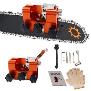 BLKGJTF Chainsaw Sharpener, Hand-Cranked Chainsaw Sharpening Jig Kit, Chainsaw Sharpener Jig, with Gloves and Cleaning Brush, for All Kinds of Chainsaws and Chainsaws, Yellow